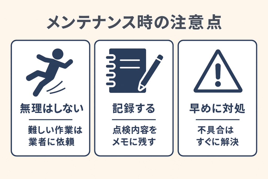 「メンテナンス時の注意点」の図解